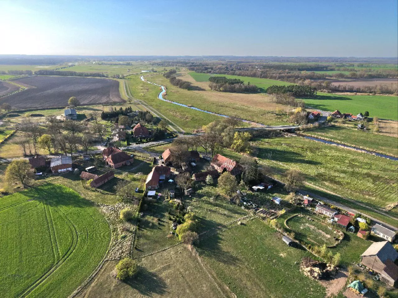 Der Hof Elbtalaue Rosien aus der Vogelperspektive